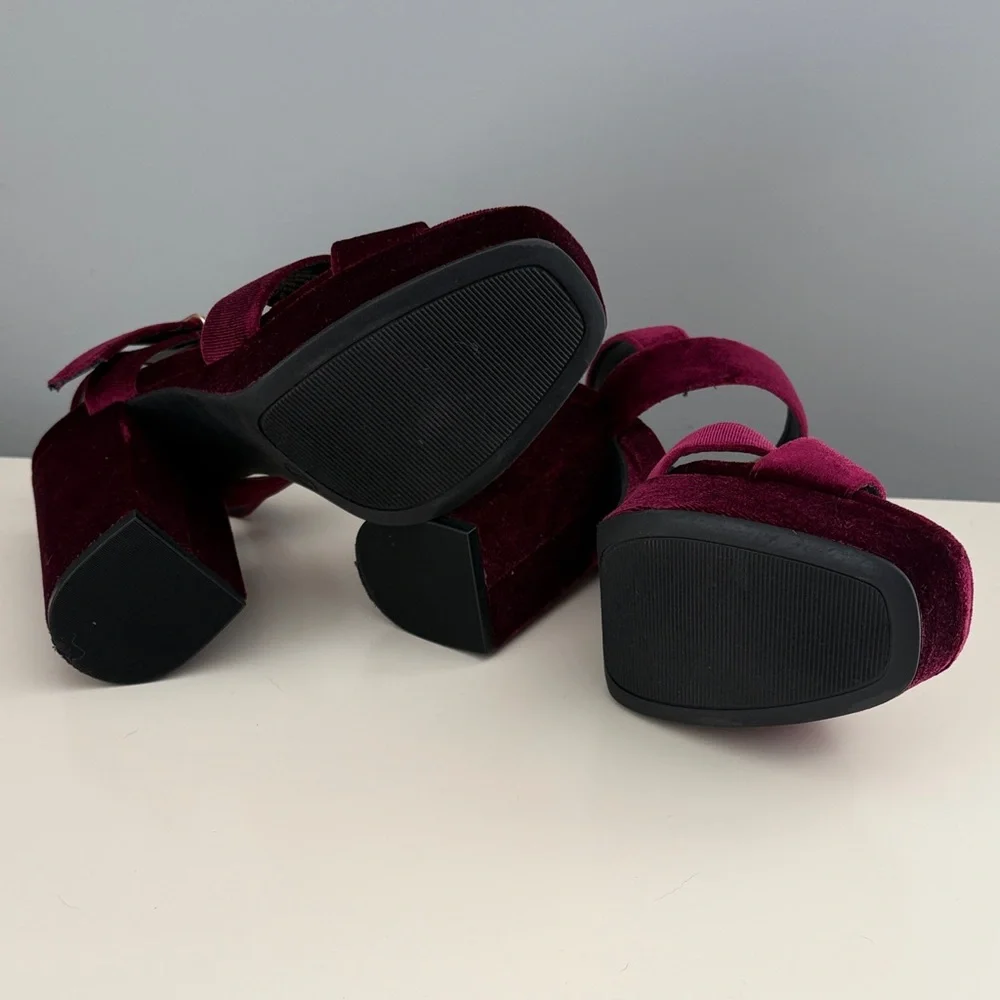 Mossimo Supply Co. Burgundy Velvet Platform Heels - Picture 4 of 8